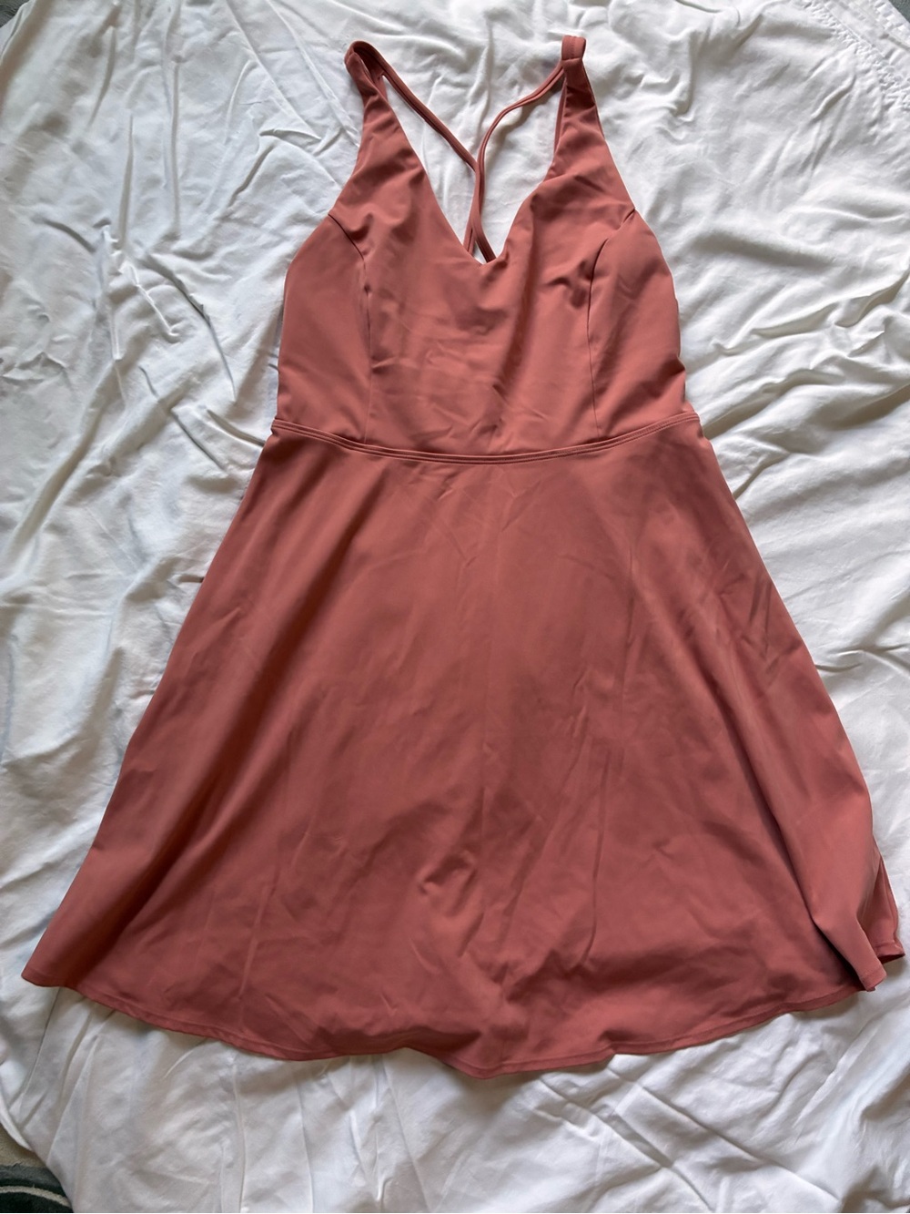 HALARA Dusty Rose V-Neck Mini Skater Dress